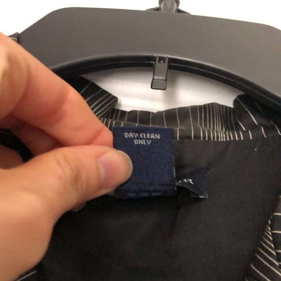 Black and gray striped button down silk blouse - Picture 3 of 4